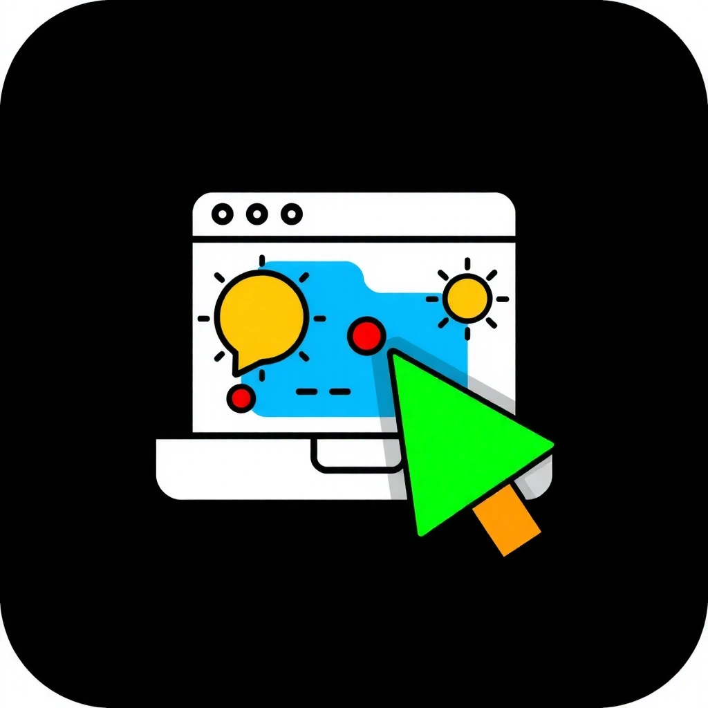 Icon representing web design, a browser window with design elements