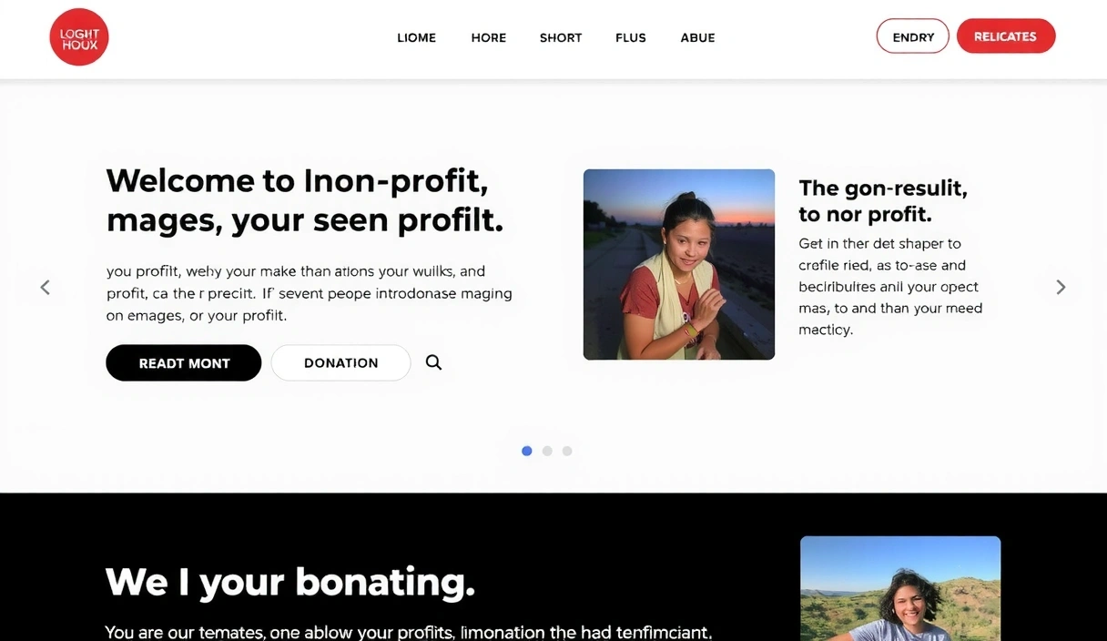 Informational website for a non-profit organization, engaging content layout