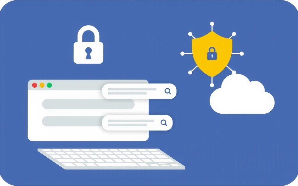 Illustration of a secure user login interface with a lock icon and digital security elements.